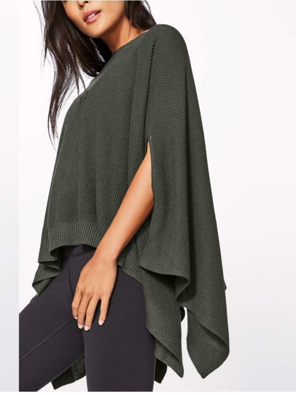 Lululemon Forward Flow Cape Green One Size Poncho Scarf Cozy Soft Fall Wrap